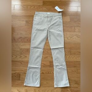 Cream Flare Wide Leg Jeans